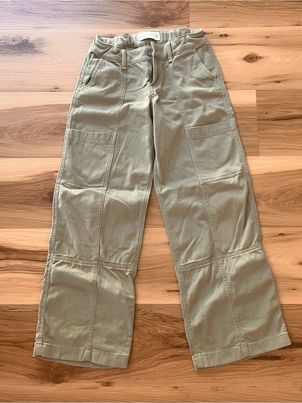 Girls Casual Wide-Leg Utility Pants — Olive